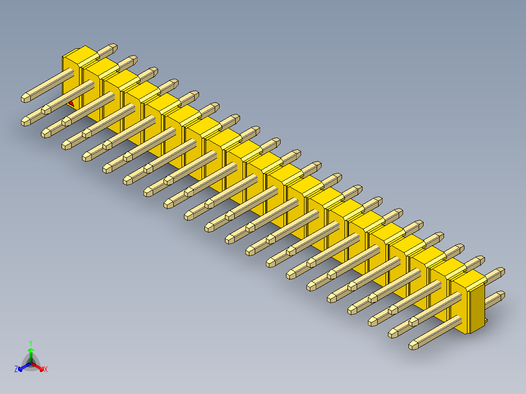 彩色公头100mil（2.54mm）系列-DS1021_yellow_2x20p_100mil_Type1_rev1.0主视图