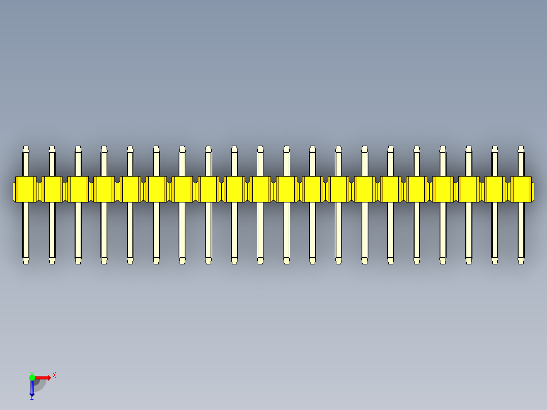 彩色公头100mil（2.54mm）系列-DS1021_yellow_2x20p_100mil_Type1_rev1.0俯视图