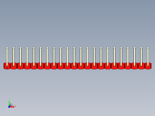 彩色公排针 100mil 2.54mm 系列-DS1022_red_22p_100mil_TypeU_rev1.0前视缩略图