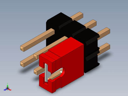 带跳线的排针-pinheader 2x3 and 1r jumper正等轴测缩略图