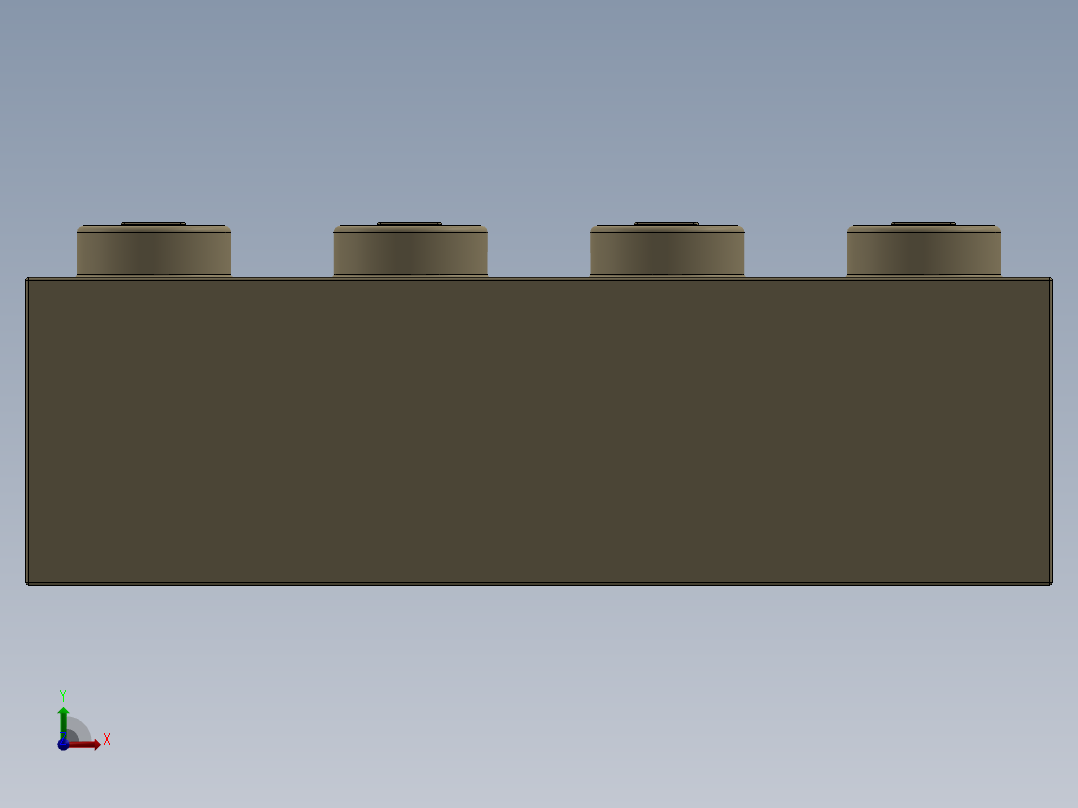 乐高套装 4421基本积木-4114319 - 3001 Tan Brick 2 x 4.SLDPRT前视图