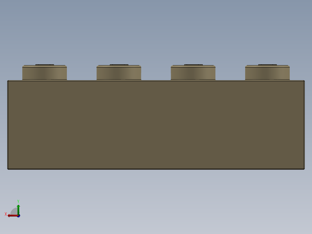 乐高套装 4421基本积木-4114319 - 3001 Tan Brick 2 x 4.SLDPRT后视图