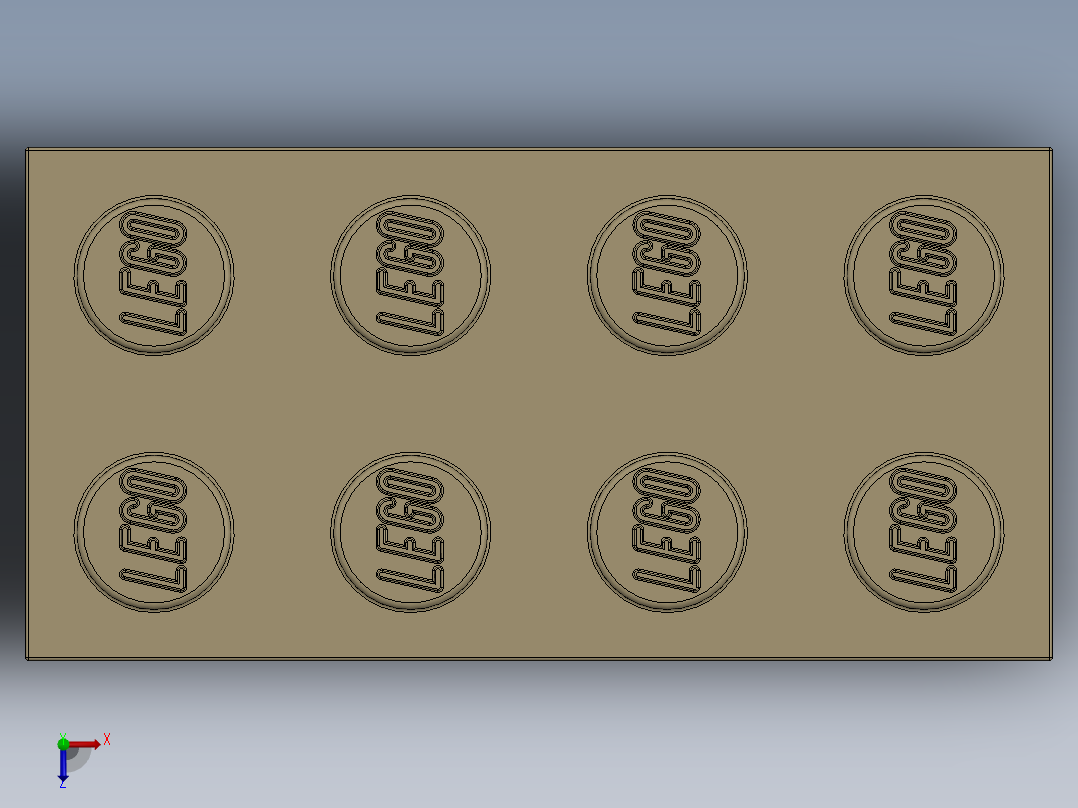 乐高套装 4421基本积木-4114319 - 3001 Tan Brick 2 x 4.SLDPRT俯视图