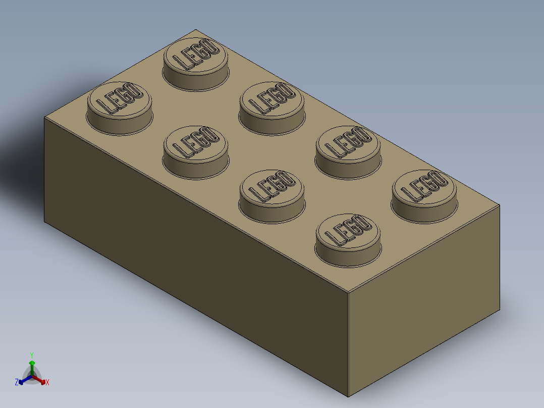 乐高套装 4421基本积木-4114319 - 3001 Tan Brick 2 x 4.SLDPRT正等轴测图