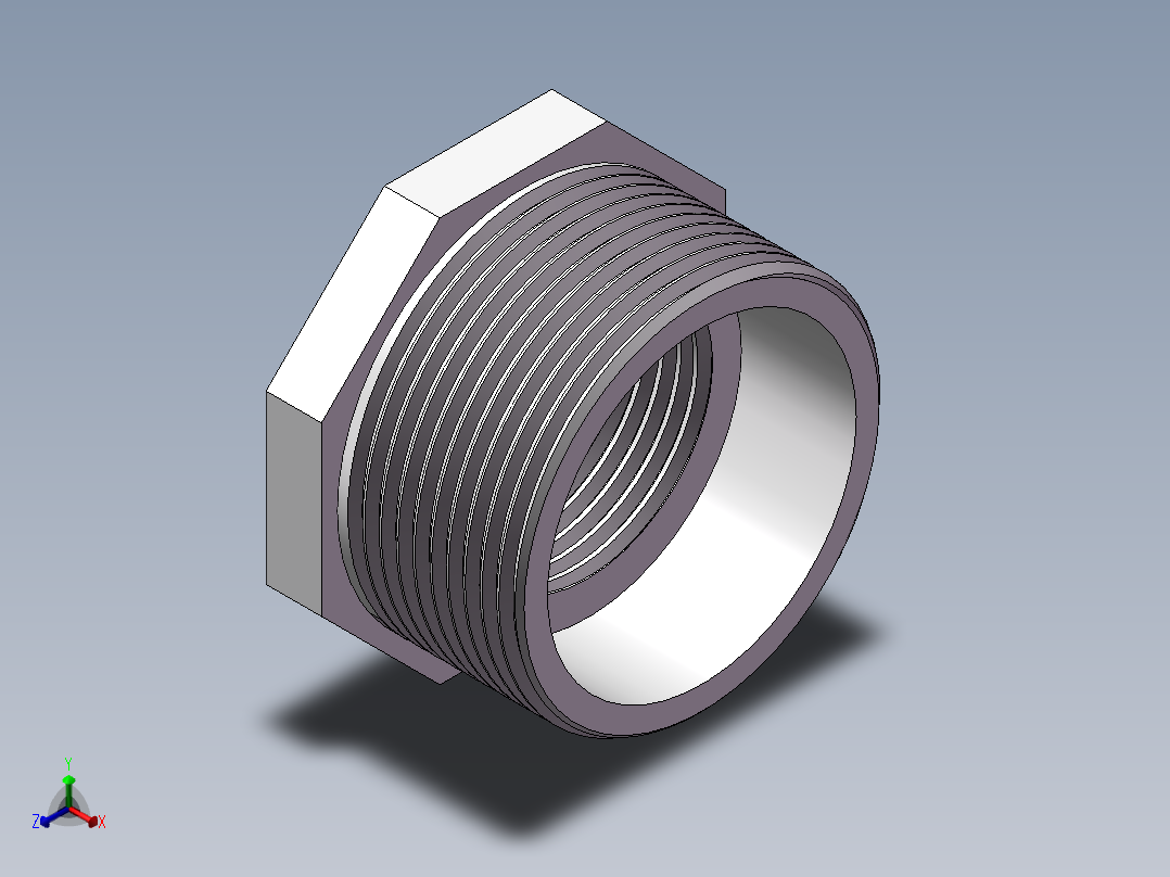 转接头-内外丝异径 DN40-DN25正等轴测图