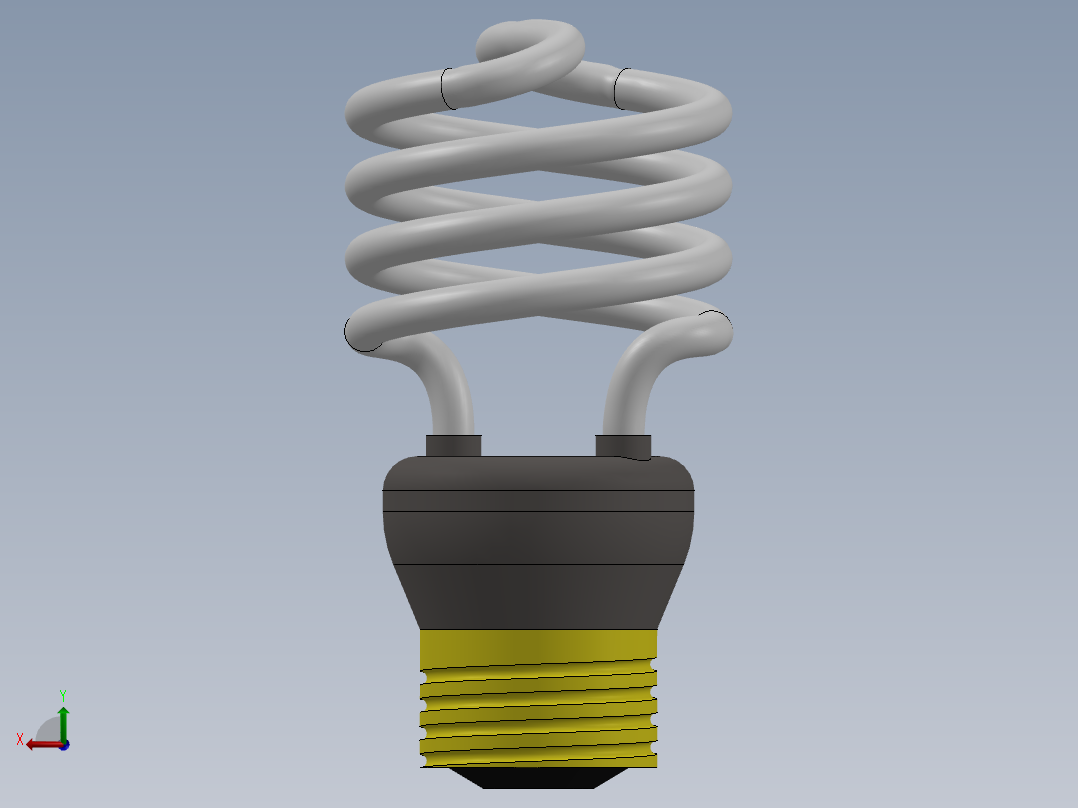 普通螺旋式白炽灯三维建模图纸 solidworks设计后视图