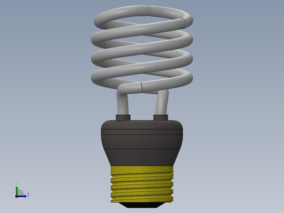 普通螺旋式白炽灯三维建模图纸 solidworks设计左视图