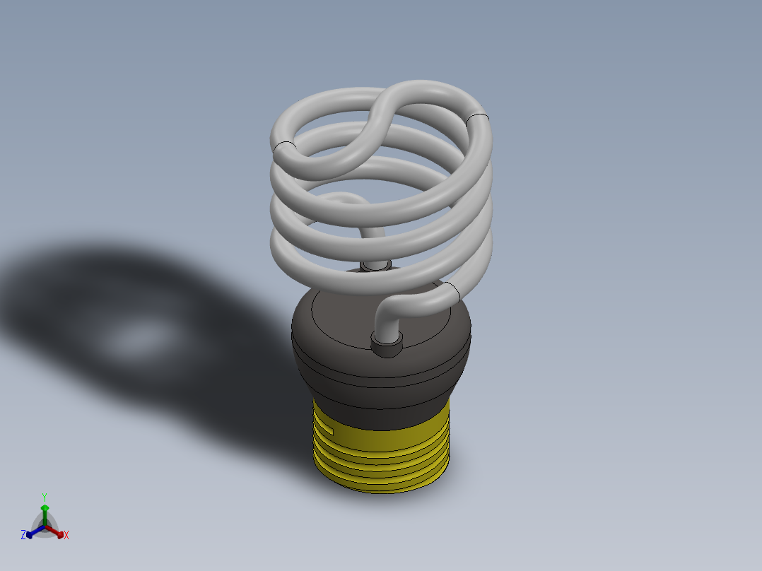 普通螺旋式白炽灯三维建模图纸 solidworks设计正等轴测图