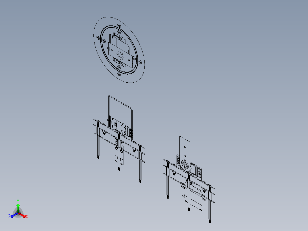 圆形旋转云台正等轴测图