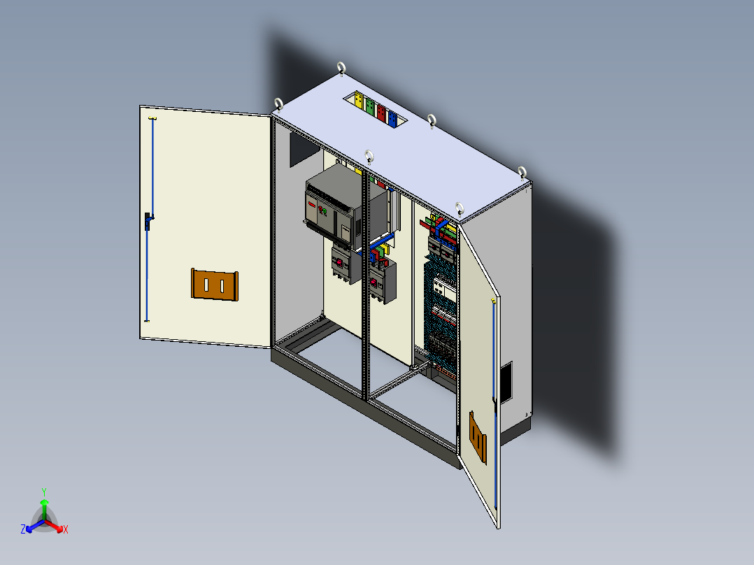 万能式断路器双电源plc控制柜正等轴测图