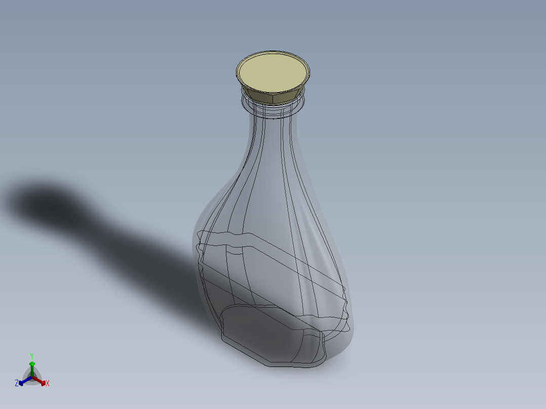 拿破仑 XO 瓶正等轴测图