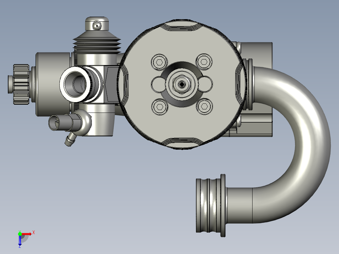 燃油后排式手拉引擎俯视图
