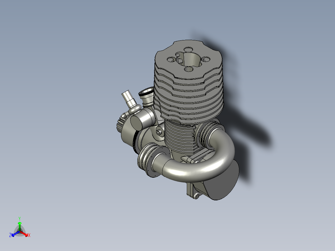 燃油后排式手拉引擎正等轴测图