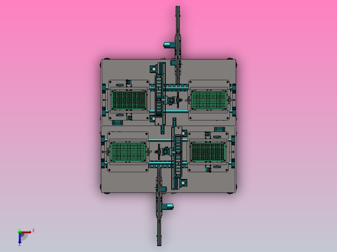 双工位料自动下料设备俯视图