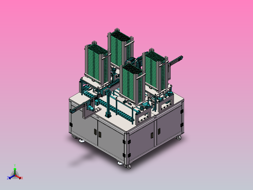 双工位料自动下料设备正等轴测图