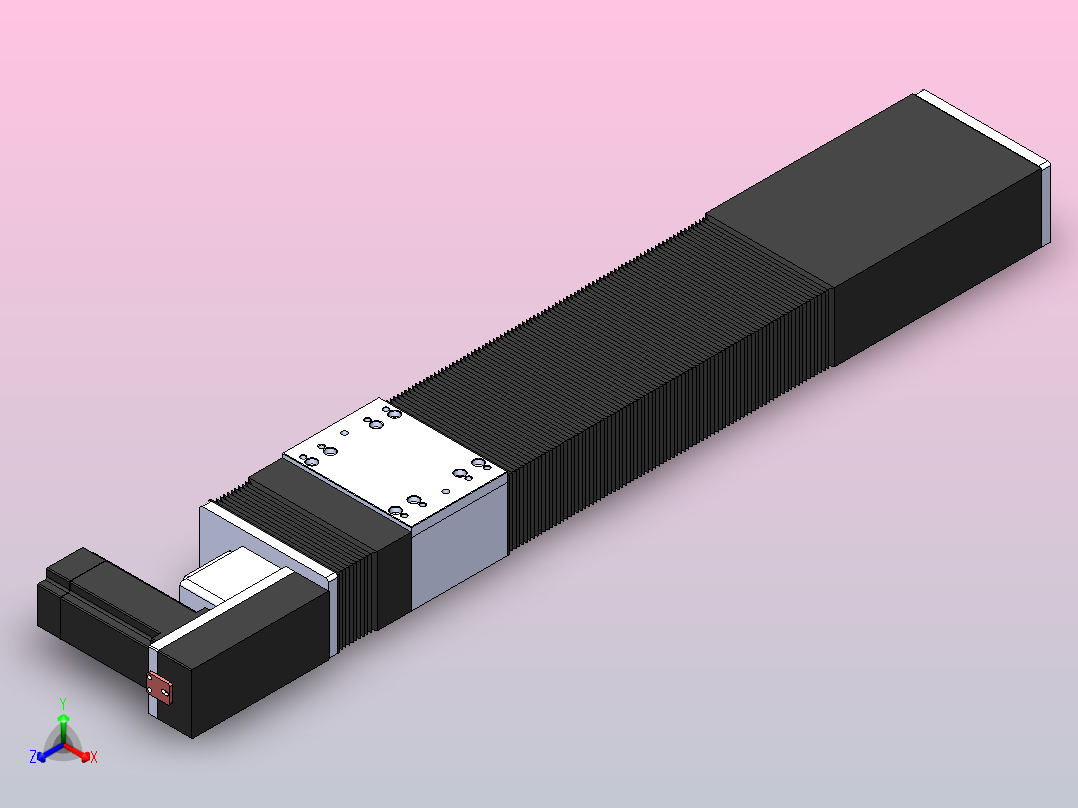直线模组DMBF100-LBCR（电机左后折）[DMBF100-L45S500-DT400-A2U-LBCR]正等轴测图