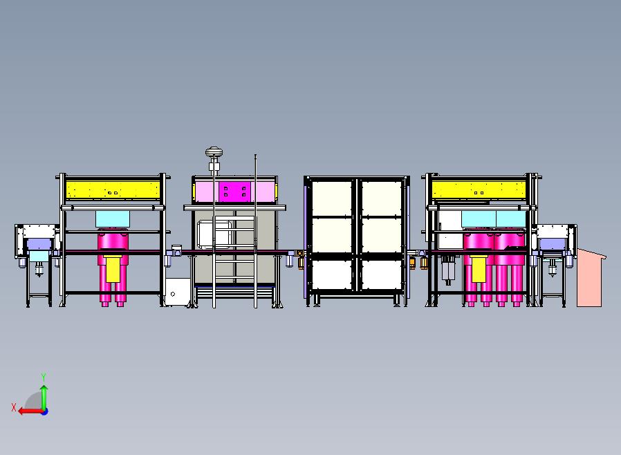 流水生产线三维模型3D模型后视图