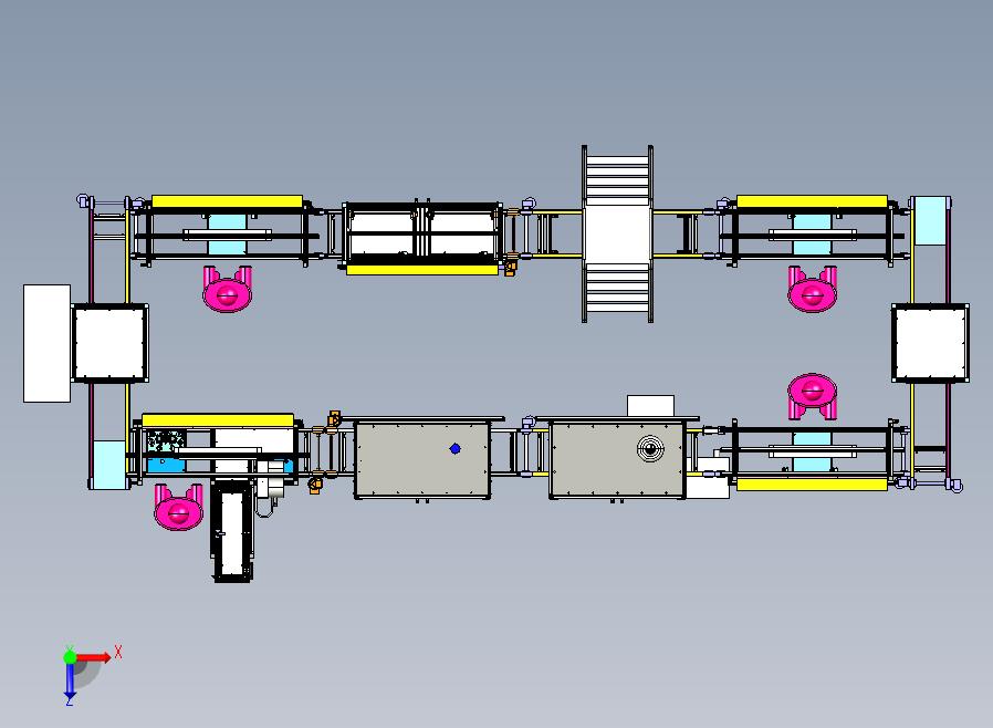 流水生产线三维模型3D模型俯视图