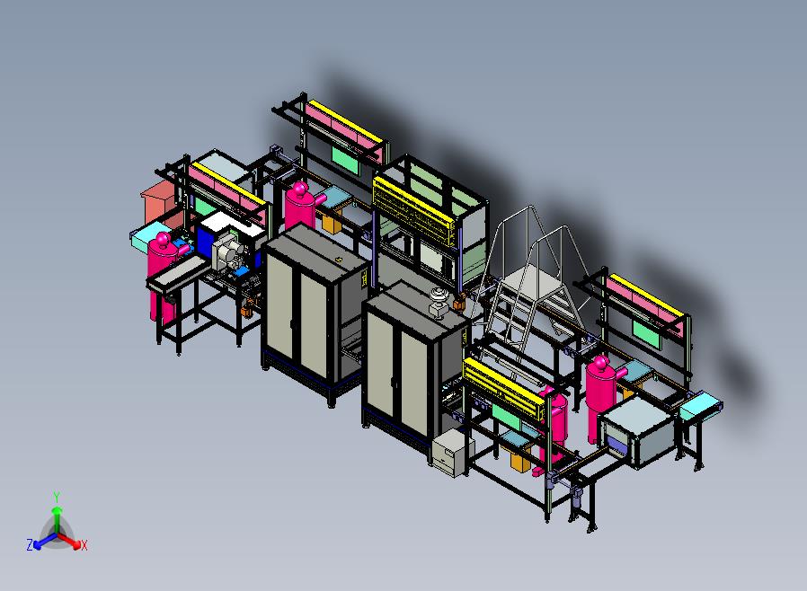 流水生产线三维模型3D模型正等轴测图