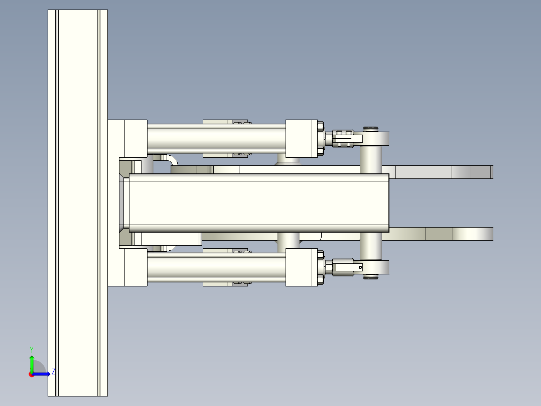 Barras液压机构3D模型图纸 INVENTOR设计左视图