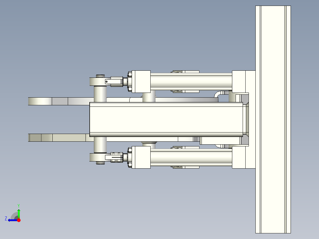 Barras液压机构3D模型图纸 INVENTOR设计右视图