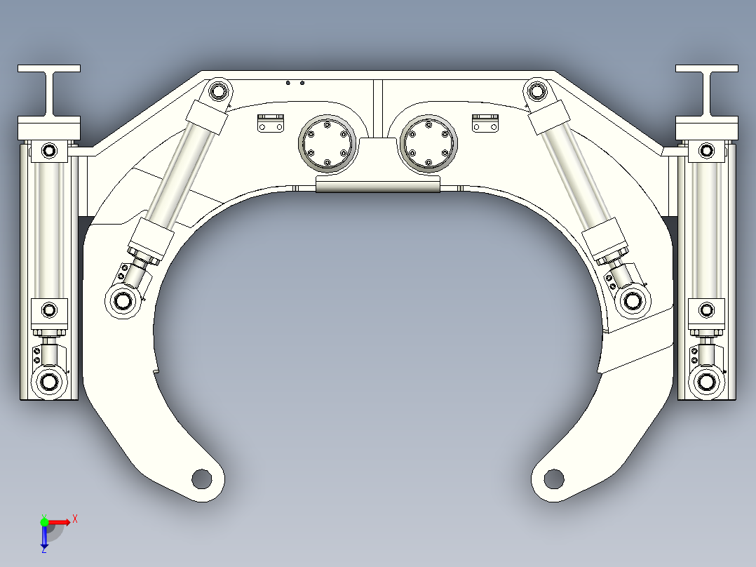 Barras液压机构3D模型图纸 INVENTOR设计俯视图