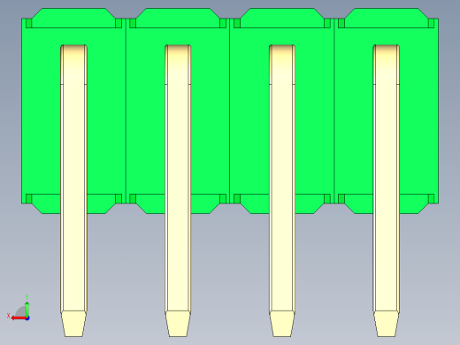 彩色公排针 100mil 2.54mm 系列-DS1022_green_2x04p_100mil_TypeD_rev1.0后视缩略图