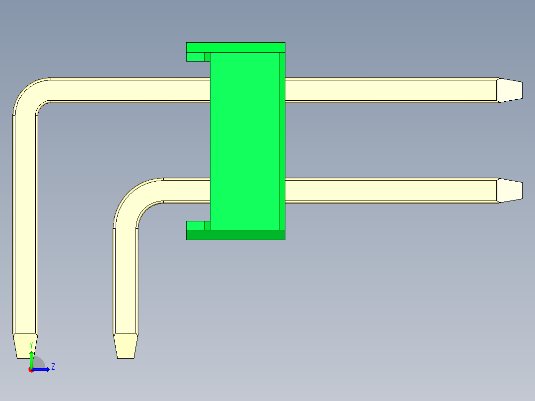 彩色公排针 100mil 2.54mm 系列-DS1022_green_2x04p_100mil_TypeD_rev1.0左视图