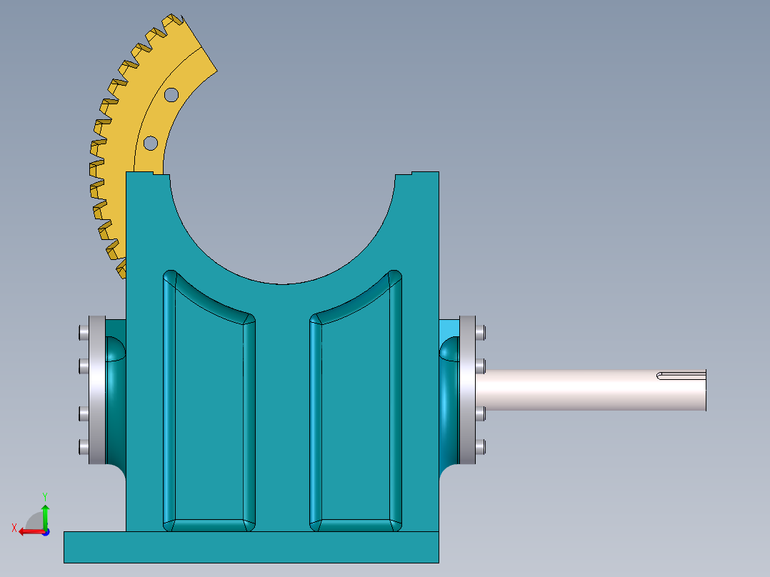 蜗-轮蜗杆减速器SolidWorks建模后视图
