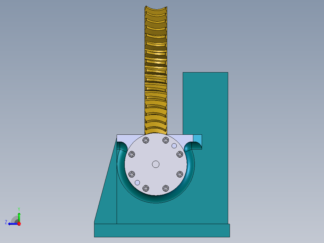 蜗-轮蜗杆减速器SolidWorks建模右视图