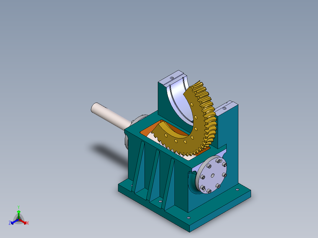 蜗-轮蜗杆减速器SolidWorks建模正等轴测图