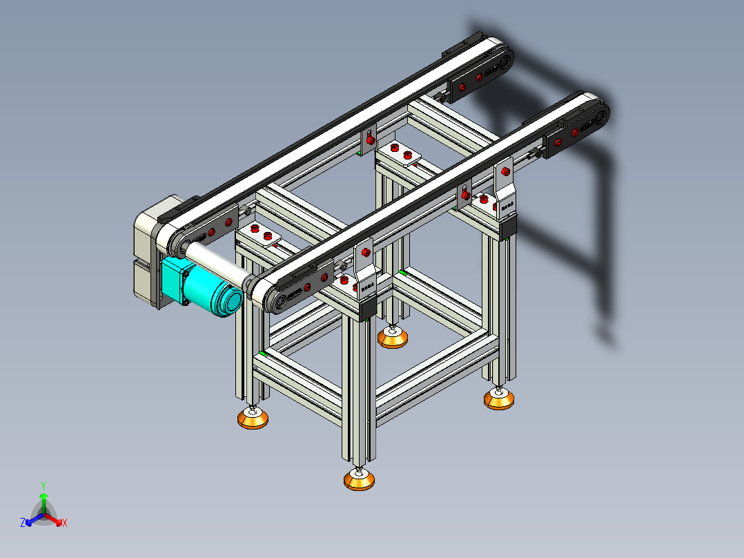 LE-XC4040-重载托盘输送线右边驱动正等轴测图