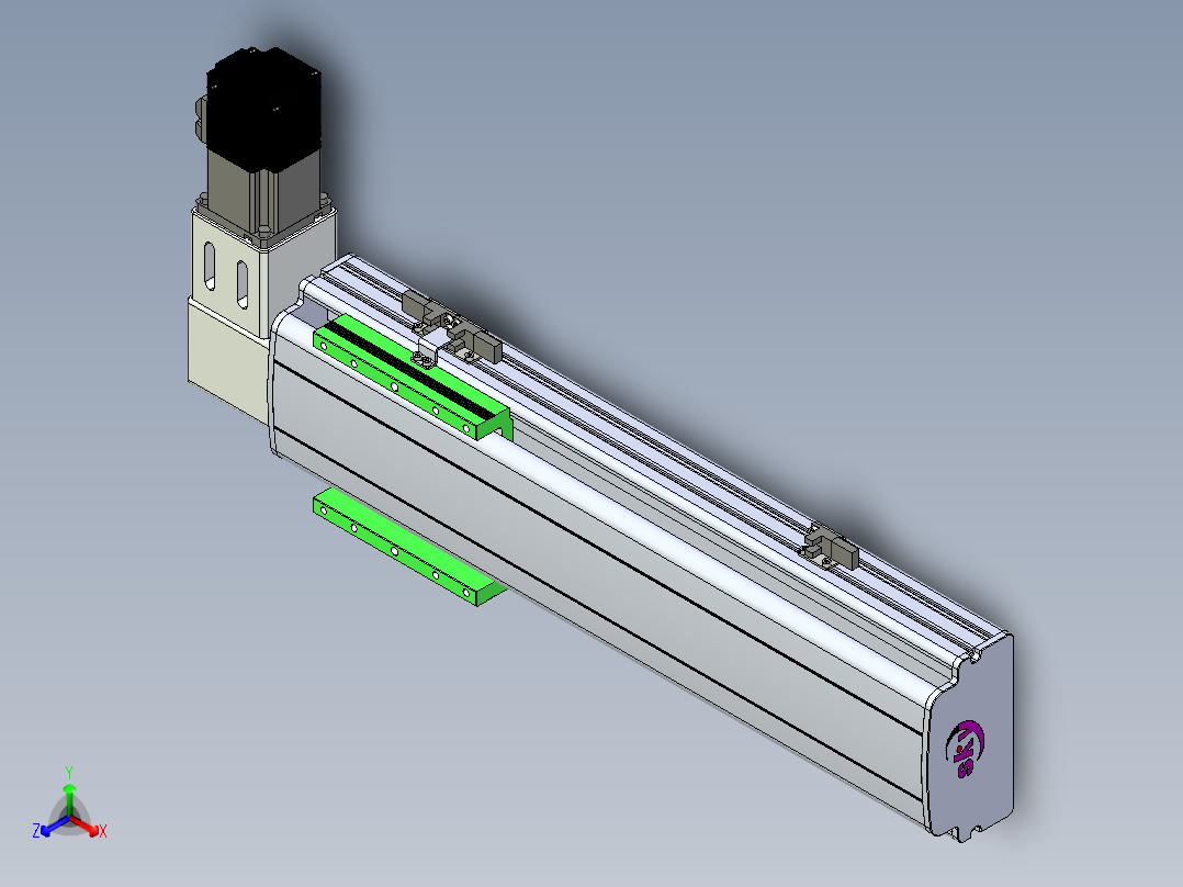 同步带滑台-半封闭B13-L90-S300-R-P40-D3正等轴测图