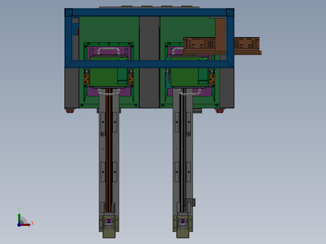 A20导槽双工位机架sw18可编辑前视图