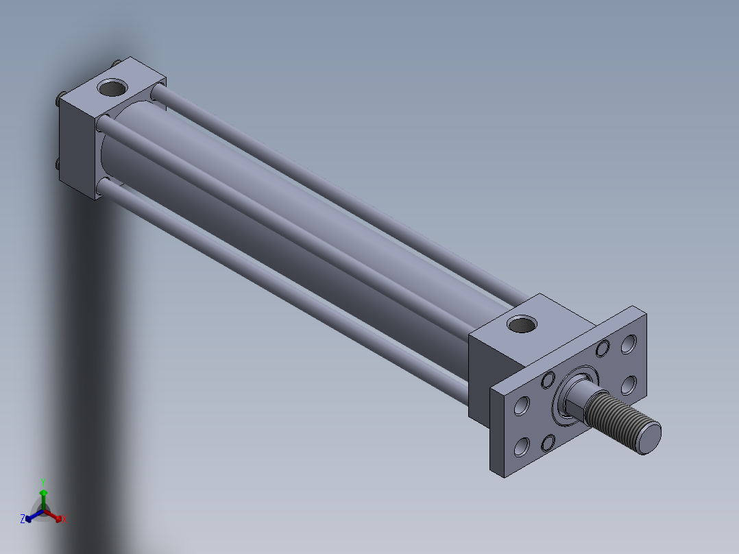 横拉杆液压缸 40x25x250 mm正等轴测图