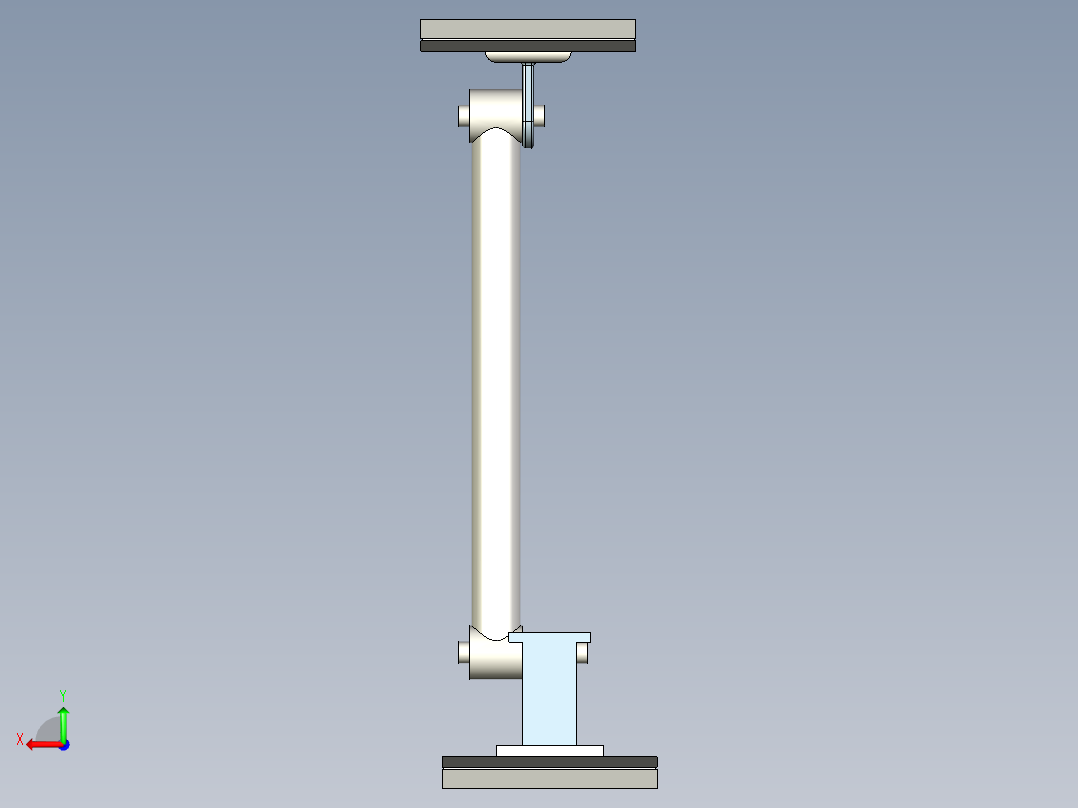 由杆支撑的梁后视图
