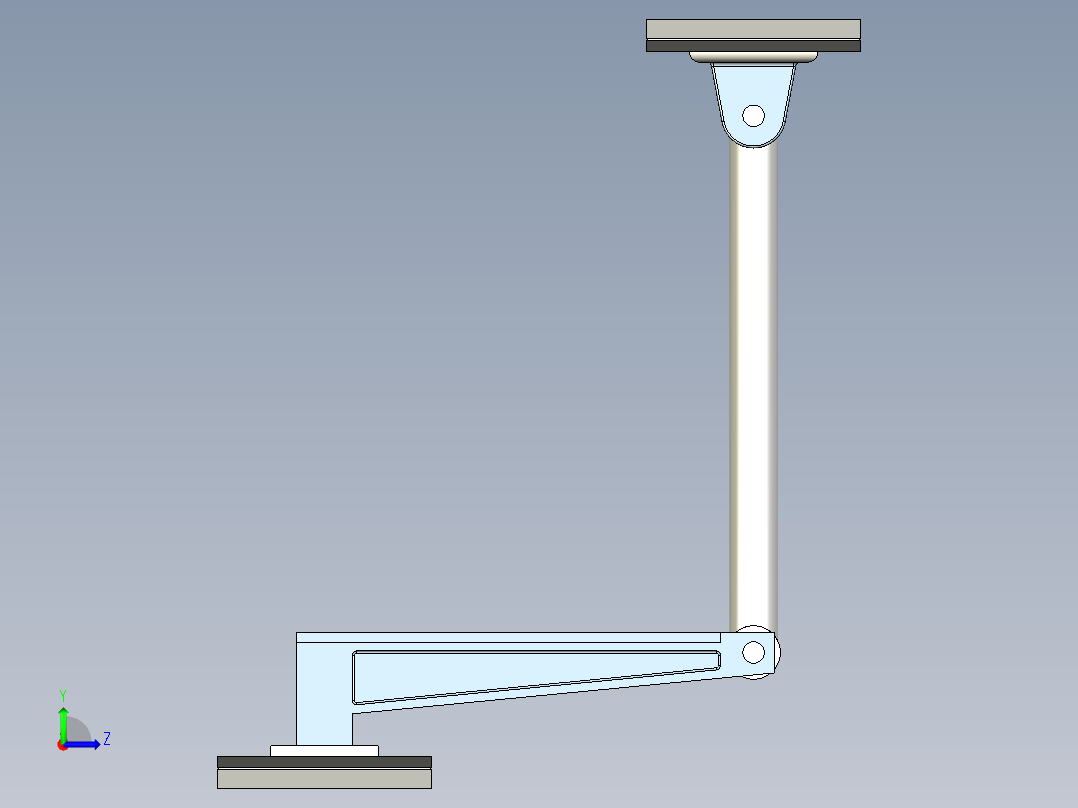 由杆支撑的梁左视图