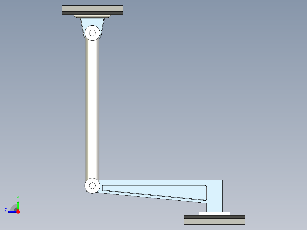 由杆支撑的梁右视图