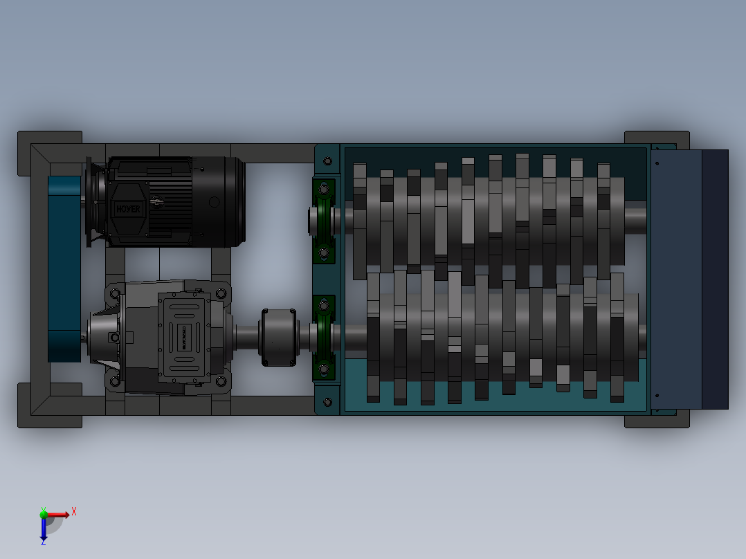 破碎机、初级破碎机撕碎机俯视图
