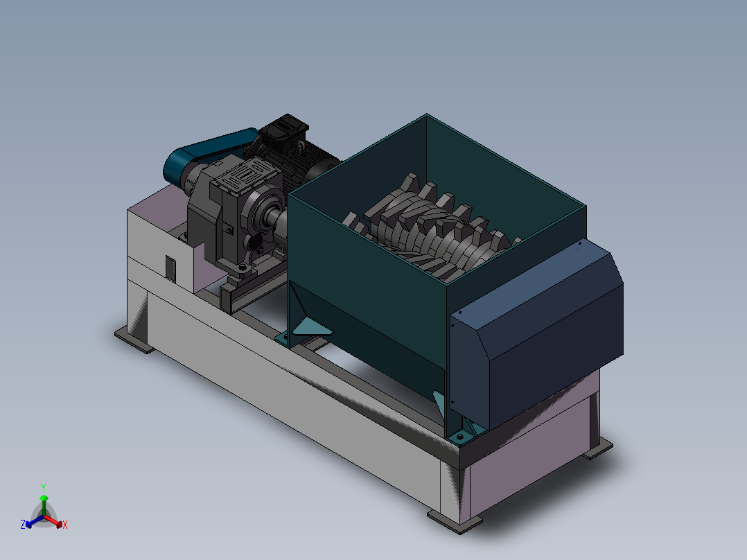 破碎机、初级破碎机撕碎机正等轴测图