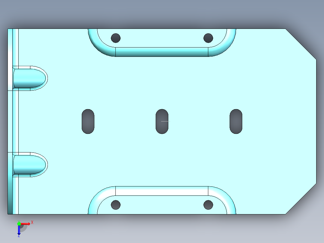 直槽口凹坑钣金件俯视图