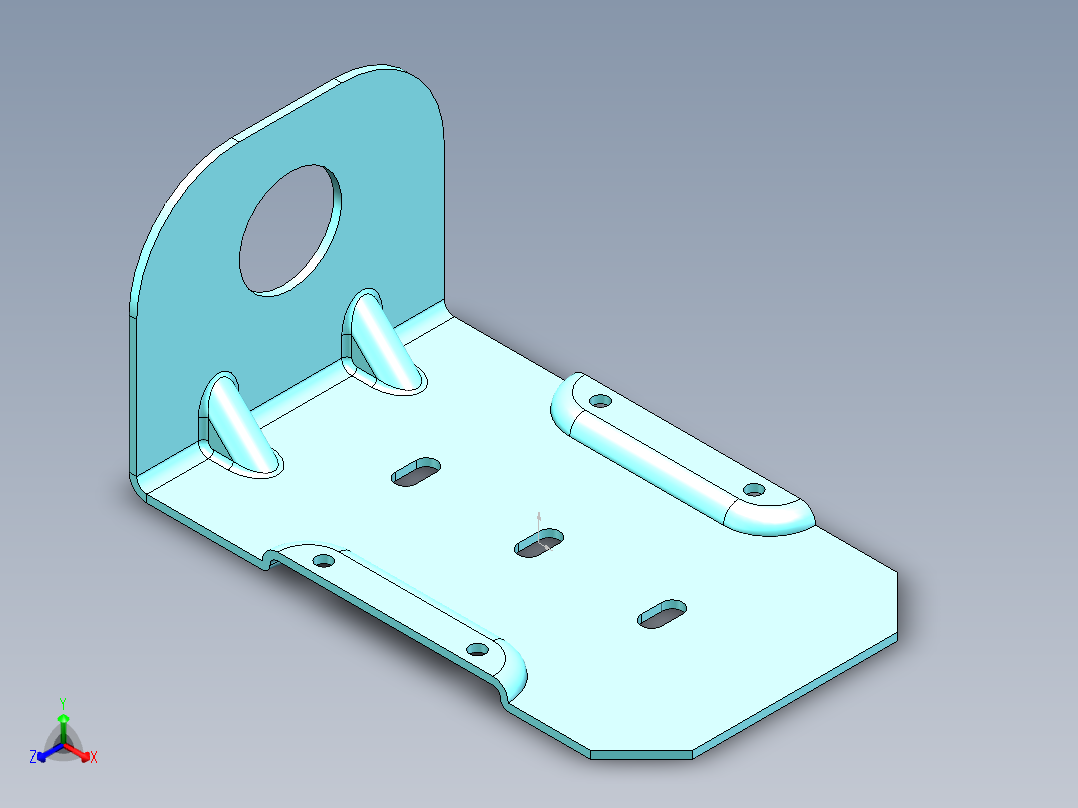 直槽口凹坑钣金件正等轴测图