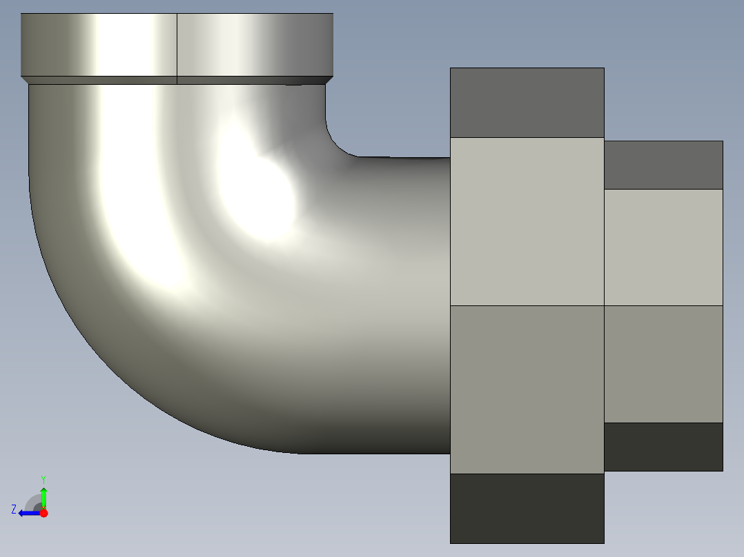 螺纹管活接-90°等径内丝弯头 DN25右视图