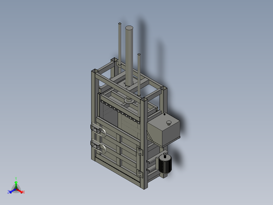液压打包机用压料装置正等轴测图