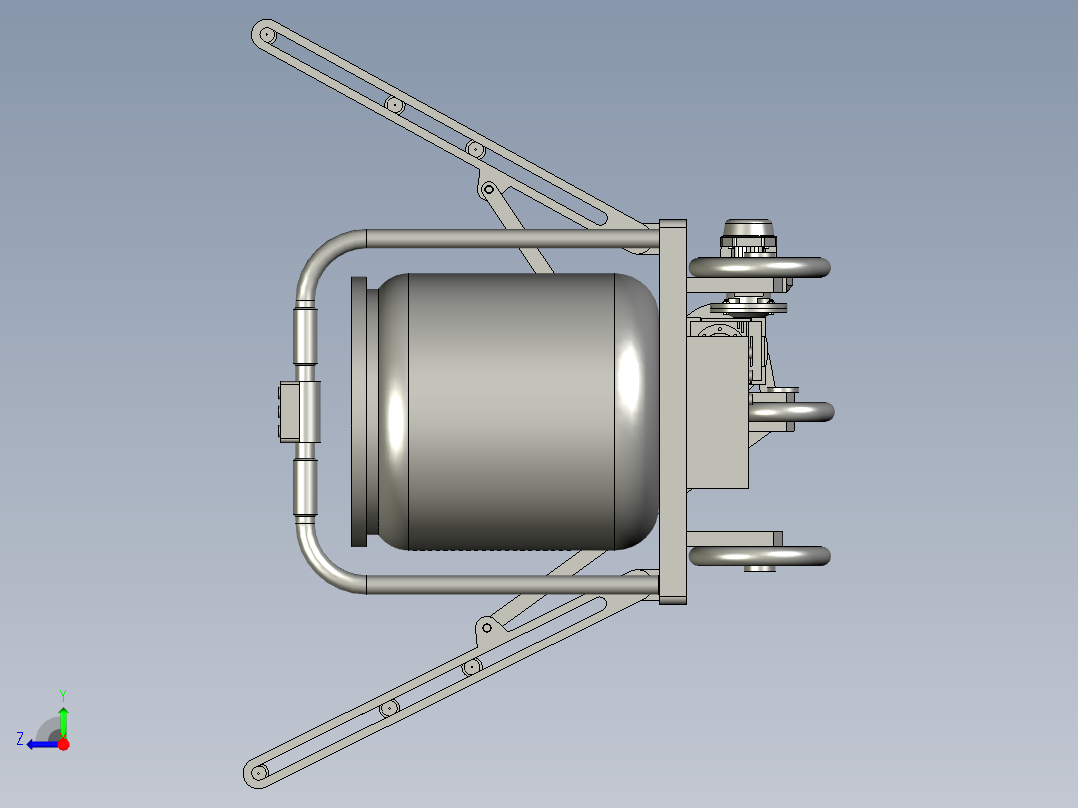 农业机械车体的喷雾机右视图