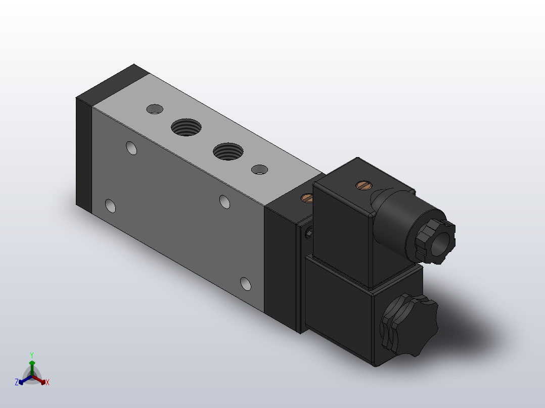 二位五通单电控换向阀[XQ250440]正等轴测图