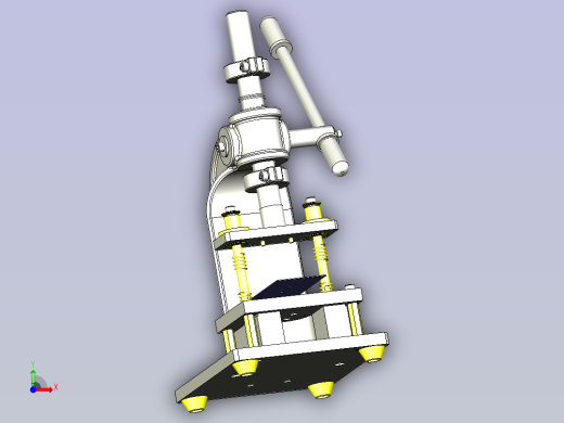 一款使用齿条式冲床的手动简易开孔夹具3D模型前视缩略图