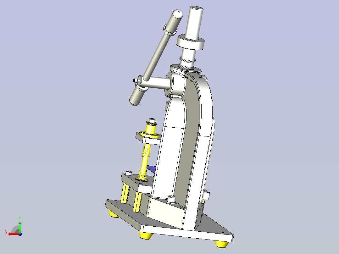 一款使用齿条式冲床的手动简易开孔夹具3D模型后视图