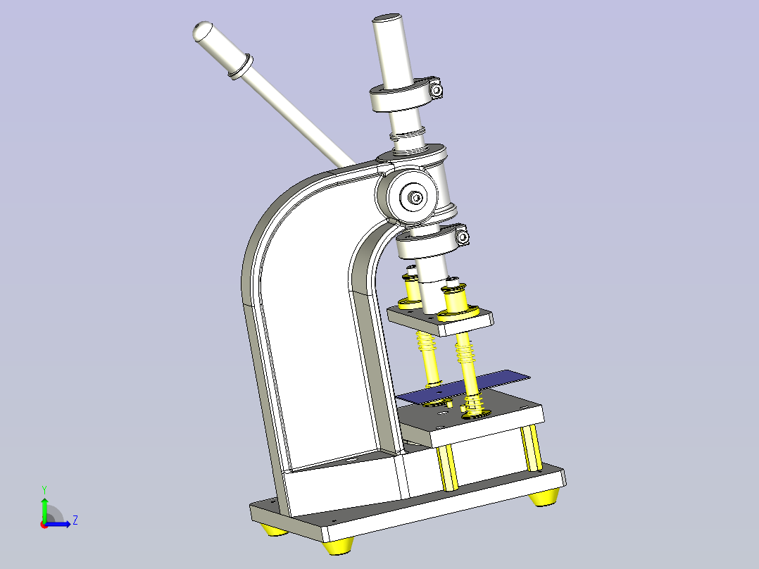 一款使用齿条式冲床的手动简易开孔夹具3D模型左视图