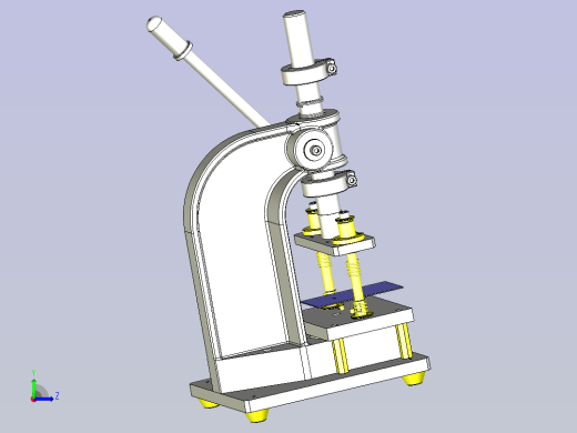 一款使用齿条式冲床的手动简易开孔夹具3D模型左视缩略图